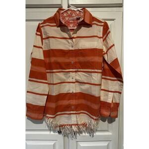 Tizzie Shirt Top Button Up Cotton Size Small Roll Tab Long Sleeve Women’s